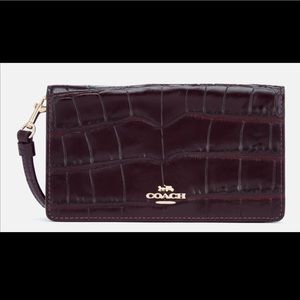 Authentic coach burgundy crocodile wallet
